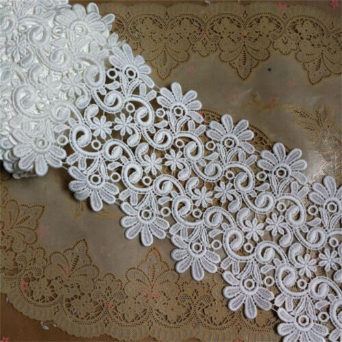 1 Yard Lace Trim Ribbon Vintage Milk Silk Crochet Guipure Fabric Wedding Sewing - Picture 1 of 3