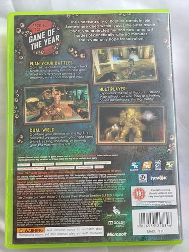 XBOX 360 CD-Rom Disk Bioshock 2 Sequel Genetic Mania Super Human Powers War Game - Picture 2 of 4