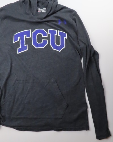 TCU Horned Frogs Lightweight Hoodie Under Armor Heatgear Loose Dark Grey Large - Picture 6 of 14
