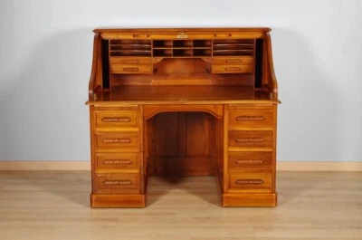 Bureau américain signé Pichon Lyon en noyer, vers 1900 - Photo 1/4