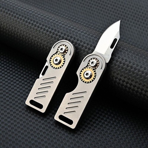 Mini Titanium Folding Knife D2 Blade Outdoor Survival Pocket Keychain EDC Tool - Picture 12 of 13