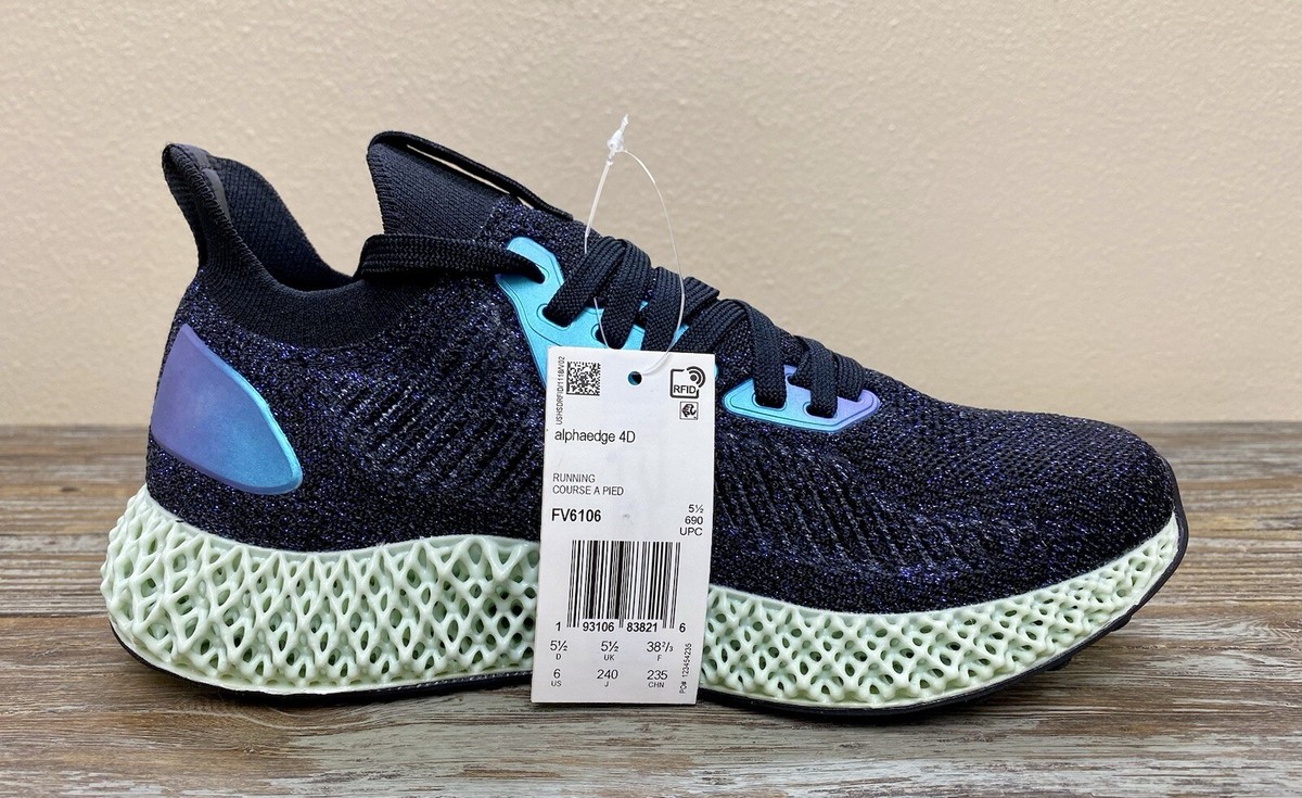 Adidas Alphaedge 4D Running Shoes Goodbye Gravity Black FV6106 Men Size 11.5 New Adidas Alphaedge 4D Goodbye Gravity M - Core Black/Glow Blue  main image 2