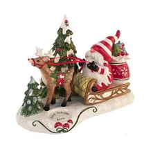 Blue Sky Clayworks 21006 Gnomeville Shopping Tealight Holder, 9.25-inch Length