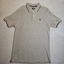 Chaps Polo Shirt Mens Medium Gray Short Sleeve Preppy Golf