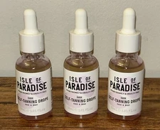 3 Bottles, Isle of Paradise - Self-Tanning Drops - DARK - 1.01 fl oz - NEW