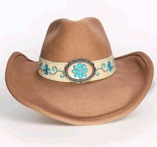 BULLHIDE Cowgirl Western Hat w/Copper Turquoise Colored Accents Great Gift EUC