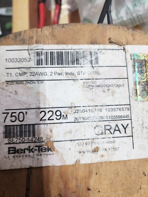 BERK-TEK, T1, CMP, 22 AWG, 2 PAIR, 10032052, Communication Cable, 636 ft.