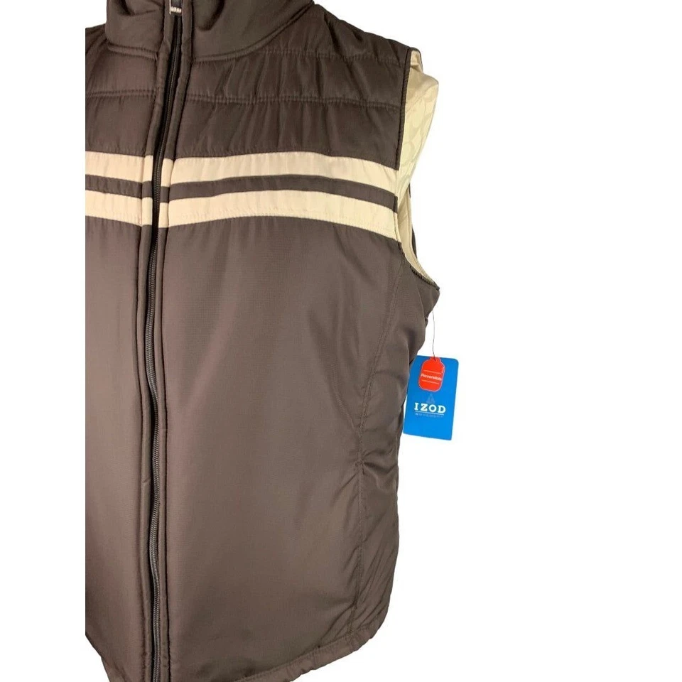 Medium Izod Brown Vintage Women's Full Zip Up Reversible Puffer Vest New - Image 3 of 4