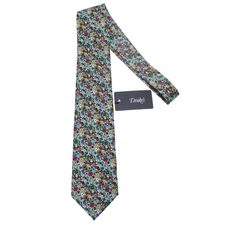 Drake's NWT Neck Tie in Blue / Multicolor Mini Floral Print 100% Silk