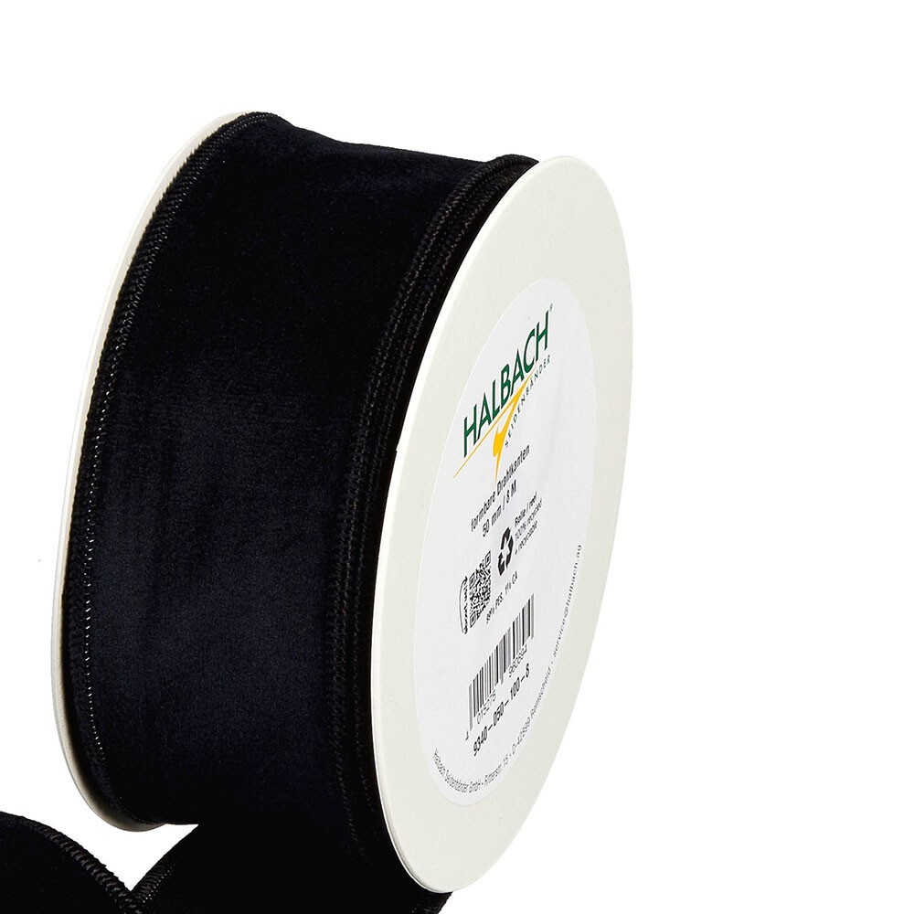 Christmas Velvet Fabric Ribbon 50mm x 8m Black