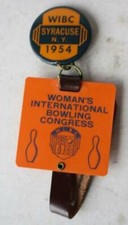 Bowling Syracuse New York WIBC 1954 Celluloid Pin with Plastic Hanger Bowling --