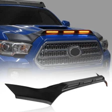Front Hood Lightshield Bug Deflector w/Amber Led for 2016-2023 Toyota Tacoma