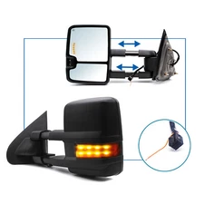 Towing Mirrors Fit 2014-2018 Silverado Sierra Power Heated Signal Light Black