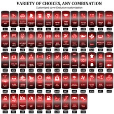 Rocker Switch 62 Styles Custom Red 5 Pin (SPST)/7 Pin (DPDT) ON-Off for Car Boat