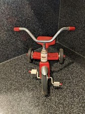 Vintage Miniature Red Tricycle Doll Toy Metal Red White Vintage Flexible Flyer