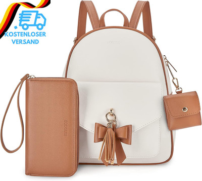 ECOSUSI Damen Rucksack Pu Leder Schultasche Klein Wasserdichte Reise Tagesrucksa