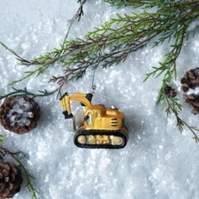 Ragon House  GLASS Excavator Construction Christmas ORNAMENT