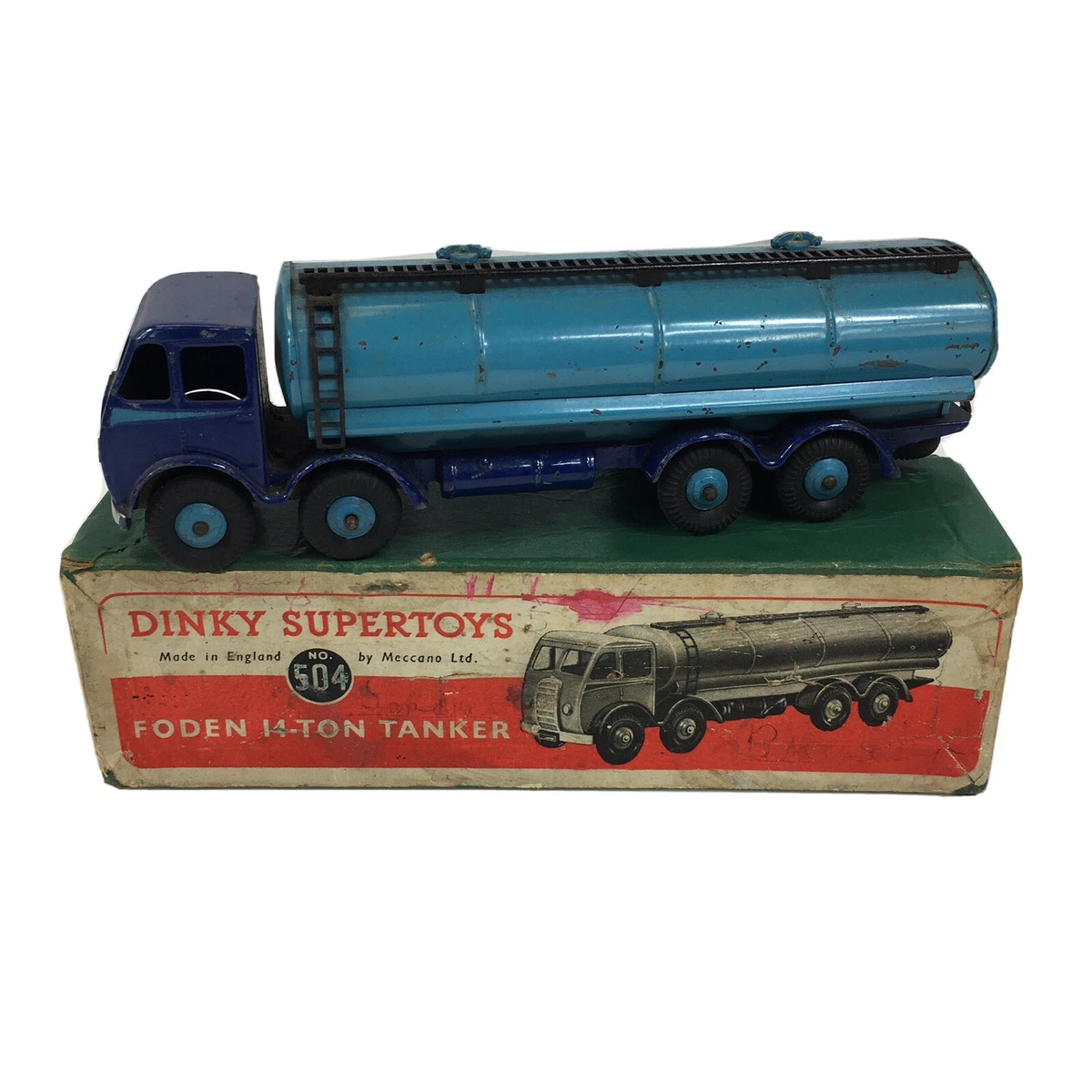 DINKY TOYS ENGLAND FODEN 14 TON TANKER CITERNE REF504 BON ÉTAT 1948/54