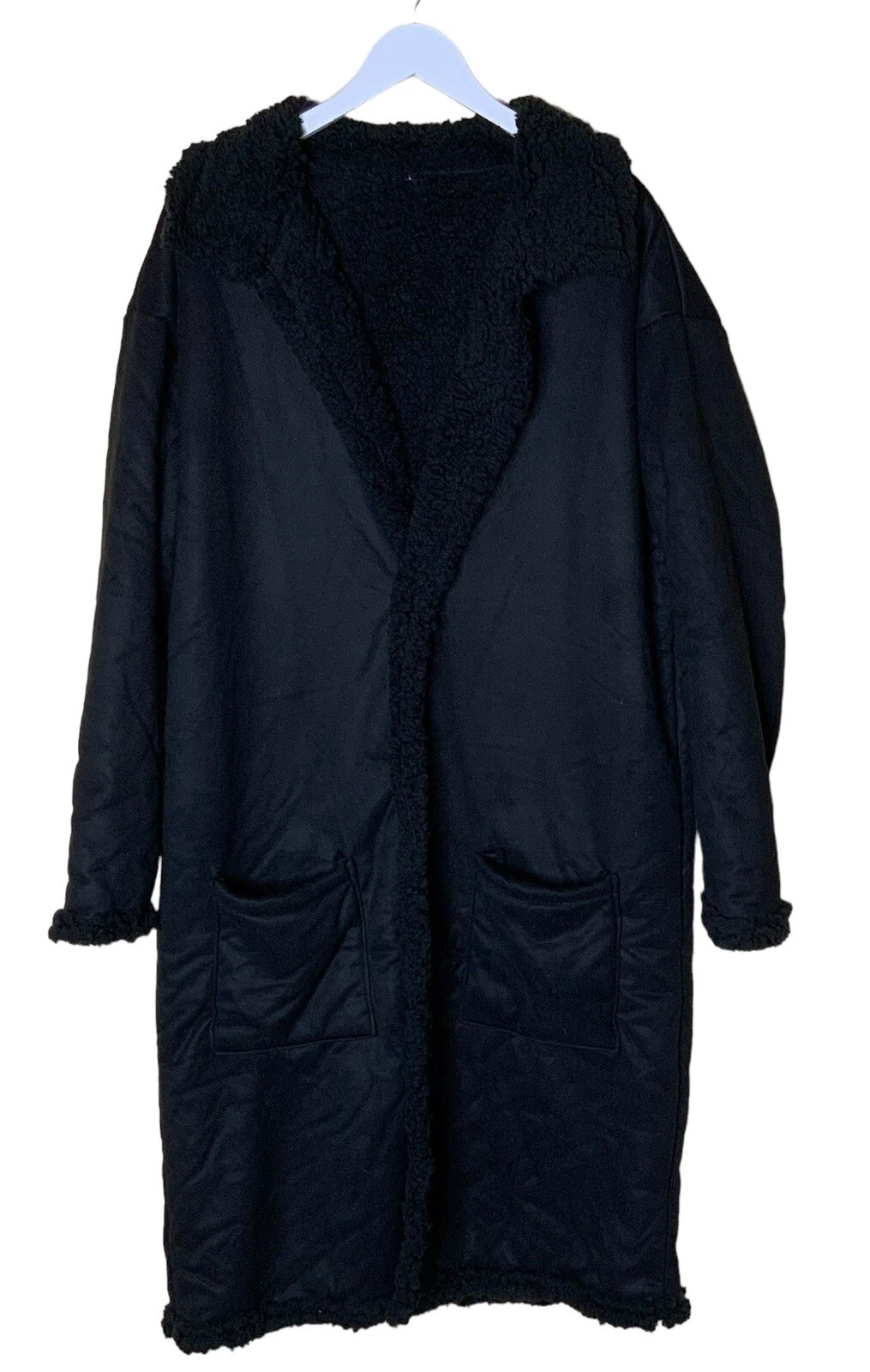 NEW Women’s 2XL Jacket Long Length Black Faux Fur Lining