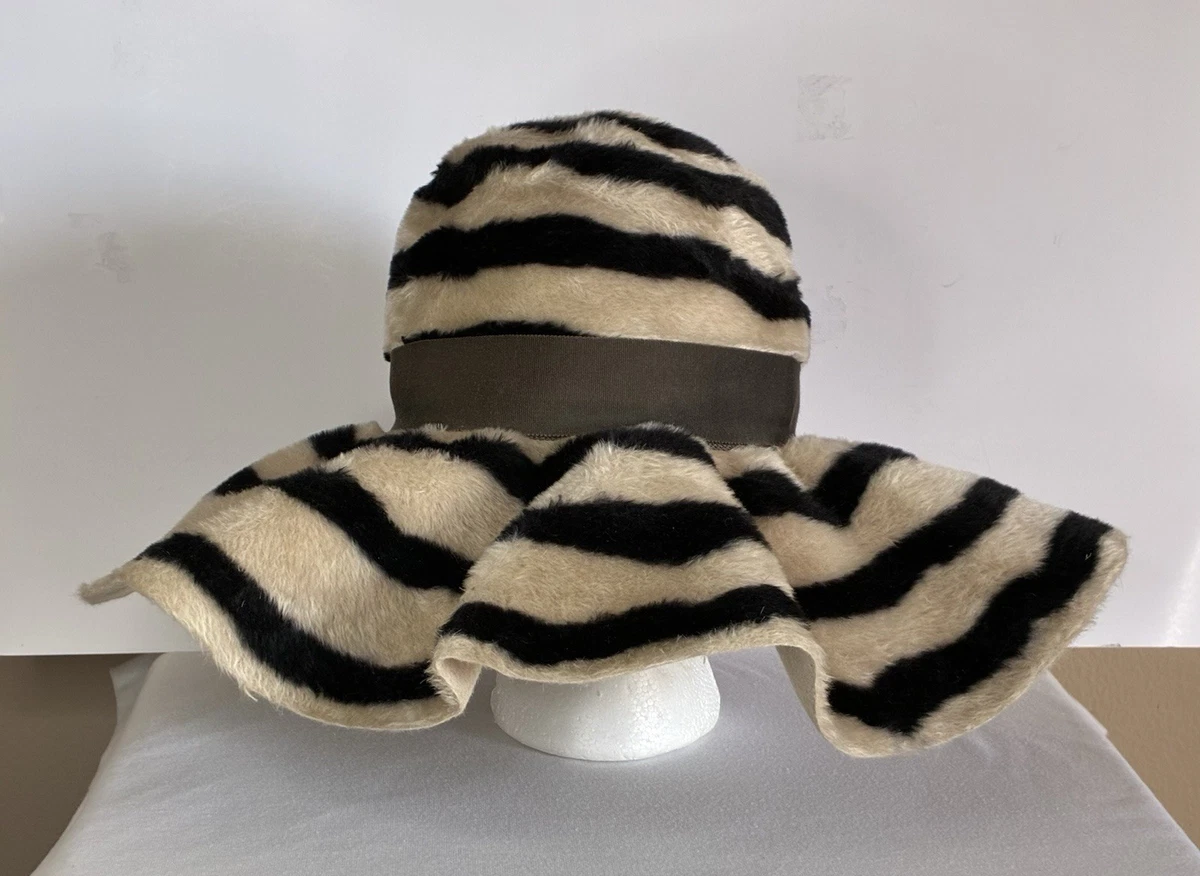 Mr John Classic‎ Vintage Navy Wool Leopard Print Faux Fur Feather Hat New York Leopard Original Vintage Hats for Women for sale | eBay main image 3
