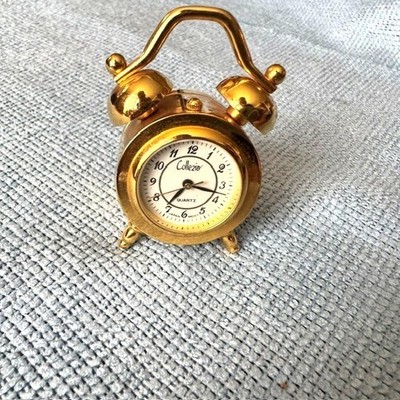 Collezio Mini Brass Clock Miniature Desk - New Battery