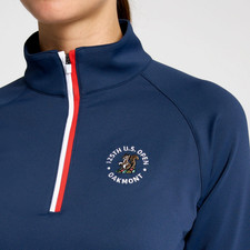 NWT - WALTER HAGEN Women's 125th US OPEN - OAKMONT Navy 1/4 ZIP L/S TOP - M