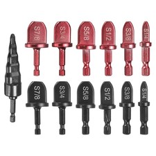 13Pcs Swaging Tool Drill Bit 1/4" 3/8" 1/2" 5/8" 3/4" 7/8" w 5 in 1 Flaring Tool
