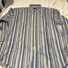 Vintage Polo Ralph Lauren Men's Blake Shirt XXL - Blue Stripes/red logo