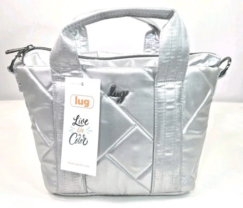Lug Dory Mini Tote Metallic Silver, Quilted Crossbody Handbag, NWT