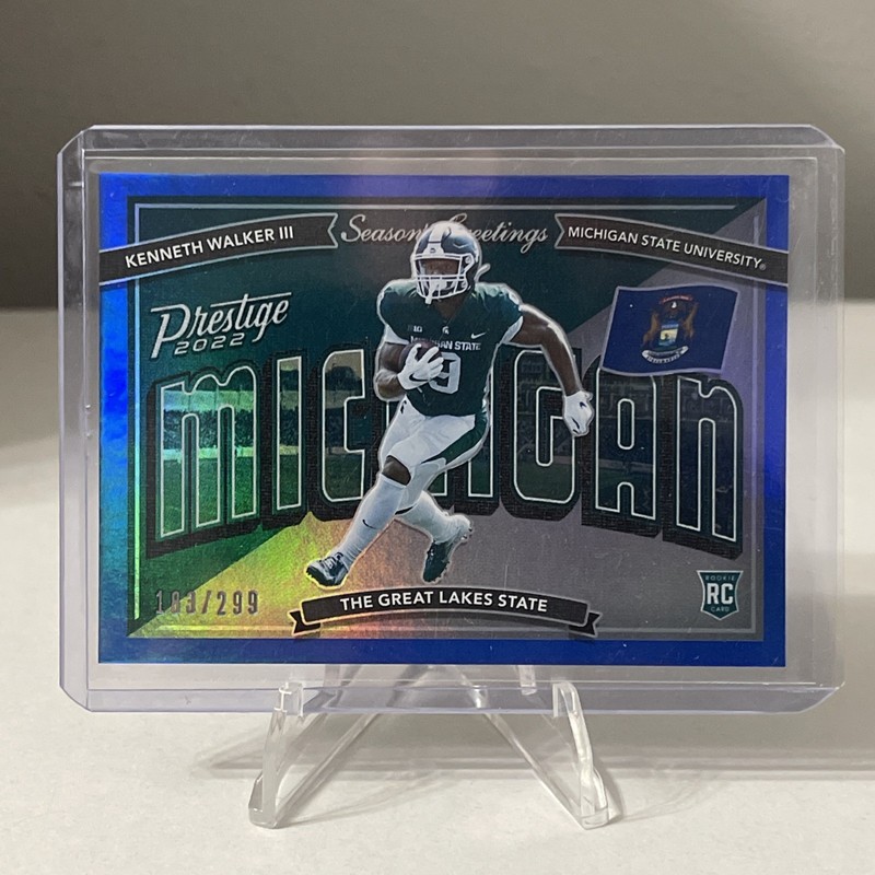2022 Panini Prestige - Seasons Greetings Kenneth Walker III #SG-15 Blue /299 RC