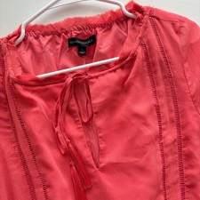 Banana Republic Coral Pink Chiffon Tassel Tie Mini Dress S 176324-00