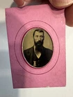 old small tin type photo MAN w/beard VETERAN CIVIL WAR wearing pin GAR