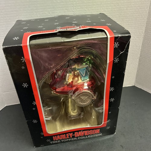 Vtg Holiday Christmas Santa Harley Davidson Motorcycle Sidecar Tree Topper - Picture 4 of 12
