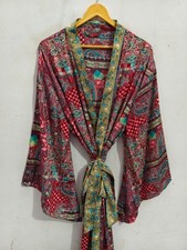 Ankle Length Silk Kimono Robe Summer Wear Soft Bathrobe Free Size Gown L-458
