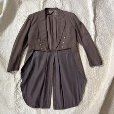 Vintage 1970s Men's Brown and White Pinstripe Wool Evening Jacket Tails