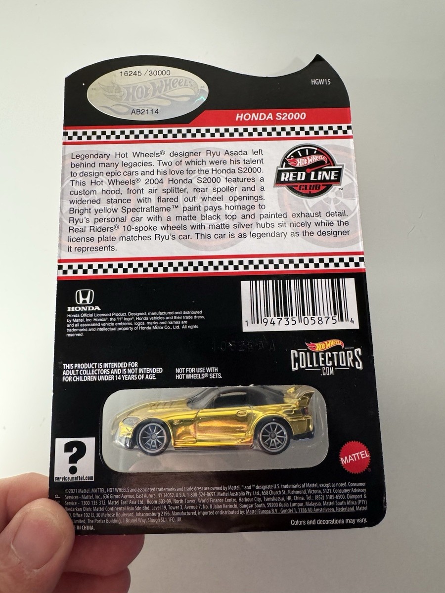 Hot Wheels RLC Honda S2000 1:64 Scale Model Car - Gold for sale