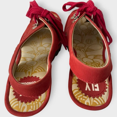 Fly London YLVA Sandals Wedge Leather Suede Red Lace Up Size 38 US Size 8 - Picture 5 of 8