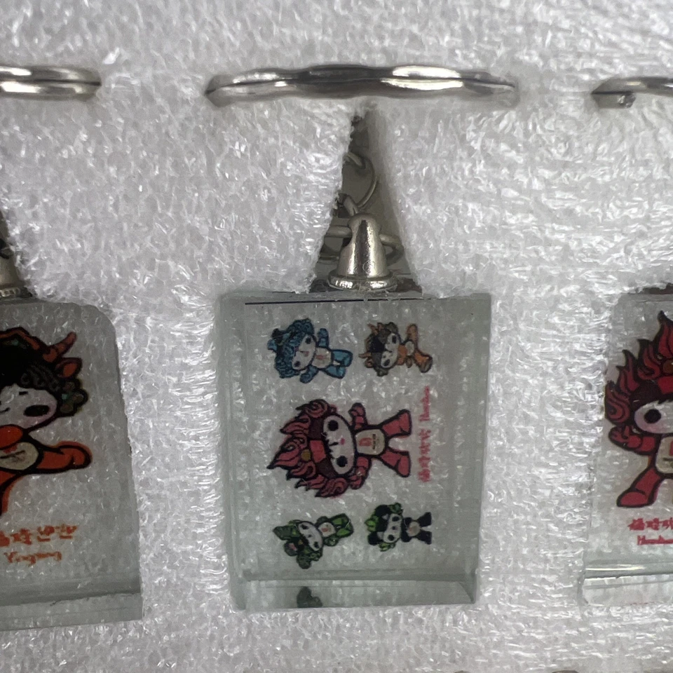 2008 Beijing Olympics Official Mascot Keychain Complete New Set 6 Donghua boxed - Image 3 of 4