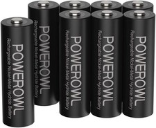 POWEROWL AA Rechargeable Batteries 8 Pack, High Capacity 2800mAh 1200 Cycles 1.2 1.12 per battery