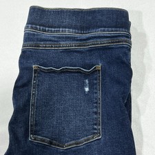 Spanx Women Distressed Ankle Skinny Jeans Dark Wash Stretch Slimming Sz XL 32X26