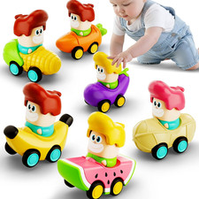 6PCS Press to Go Car Toys for Toddlers 1-3, Baby Push Go Racing Cars, Infant Fru