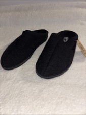 New Haflinger Mens Black Wool Hard Sole Slippers Black Size 43 US 10