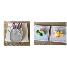 Lot 3 Happy Easter Pins Pink Bunny On White Easter Egg Chicks Easter Accessory