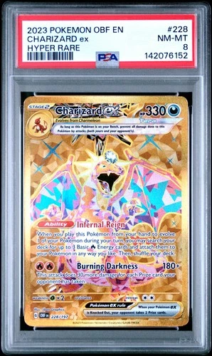 2023 POKEMON OBF EN-OBSIDIAN FLAMES HYPER RARE #228 CHARIZARD EX PSA 8