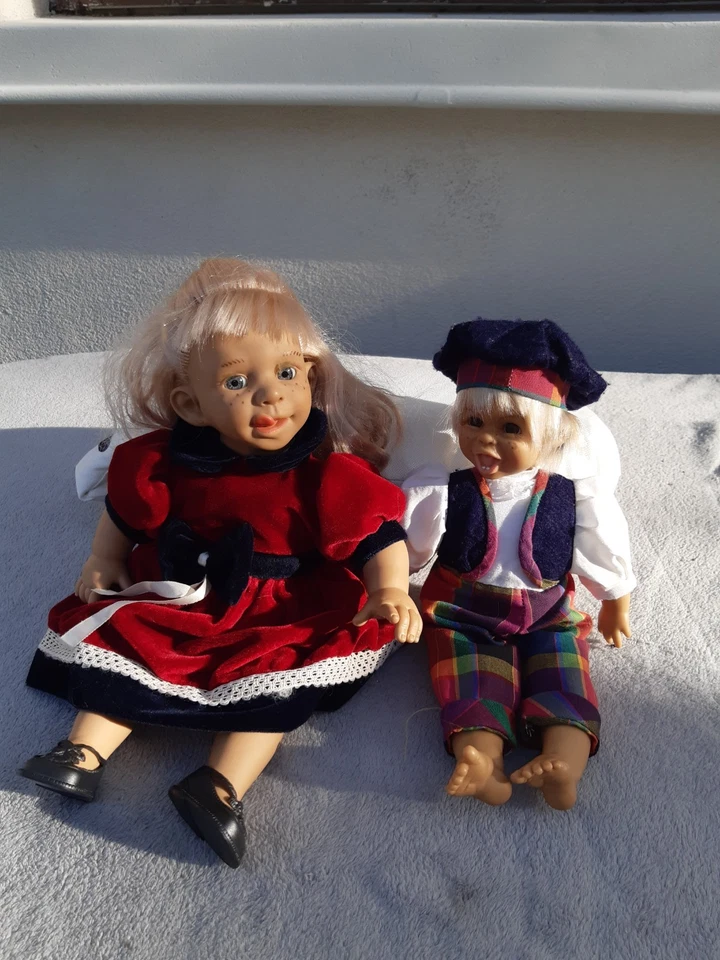 Lot de 2 poupées vintage – Garçon JESMAR (marqué) + Fille non marquée –... - Photo 4/4