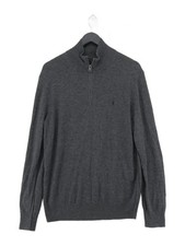 AllSaints Men's Jumper M Grey Polyamide with Wool High Neck Pullover