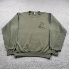 M.J. Soffe Sweatshirt Mens Medium Green USMC Marine Corps Fleece Pullover USA
