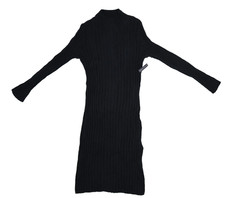 BP Womens Black Mock Neck Side Slit Ribbed Knit Long Sleeve Sweater Dress S