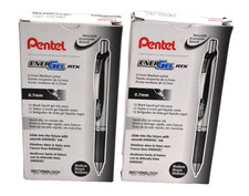 Lot of 24 Pentel EnerGel Deluxe RTX Liquid Gel Pens .7mm Black Ink BL77-A