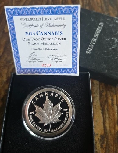 2013 Silver 1 oz CANNABIS PROOF Round - SBSS